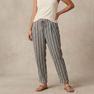 Zara Basic Geometric Print Drawstring Jogger Pants Women Large Cuffed Boho Teal